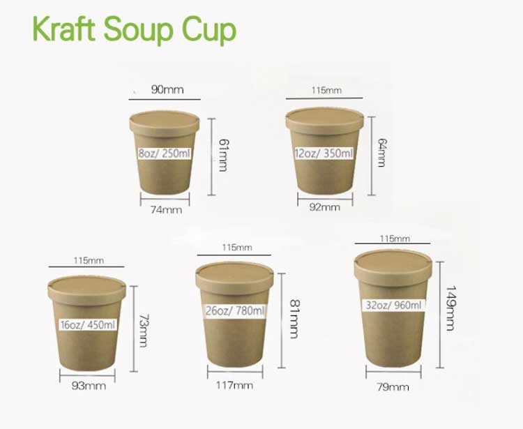 Disposable Kraft Brown Soup Containers