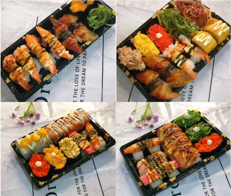 Disposable Takeout Sushi Tray Plate with Cover