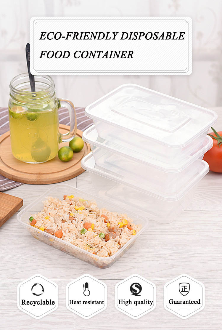 Details about   50x Clear Plastic Container w Flat Lid 1000mL Rectangle Disposable Chinese Dish 