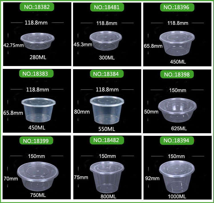 Disposable Clear Take Out Round Food Containers