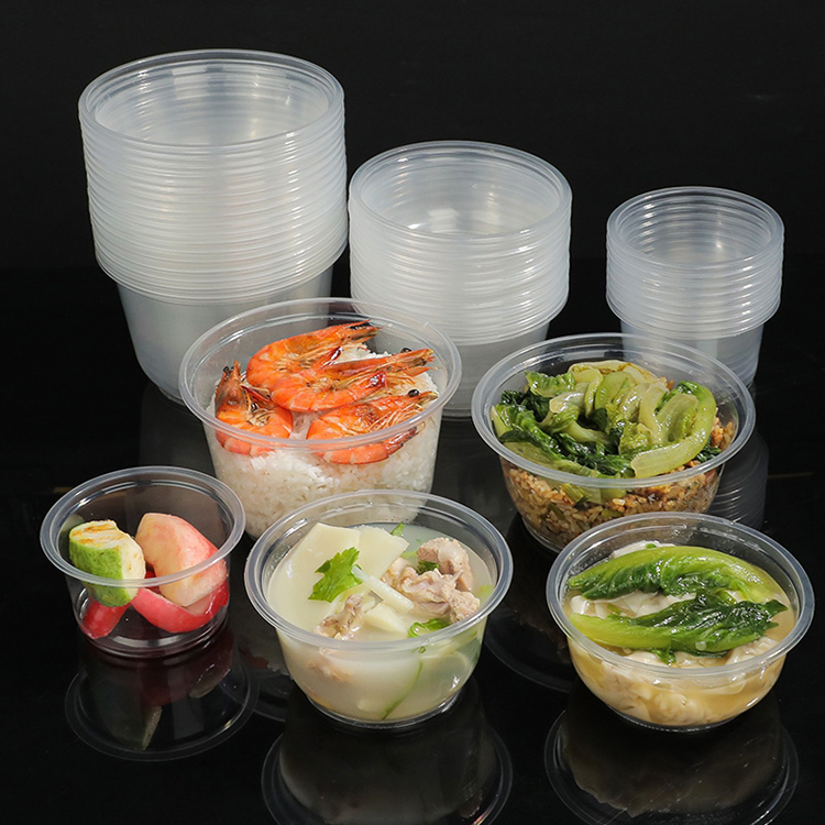 Disposable take away round food container with lid
