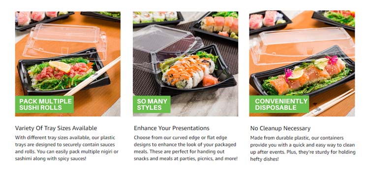 Disposable PS Material Platter Sushi Trays