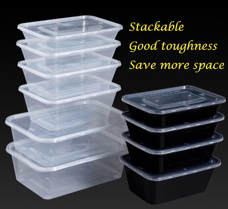 Disposable plastic meal prep lunch box with lid