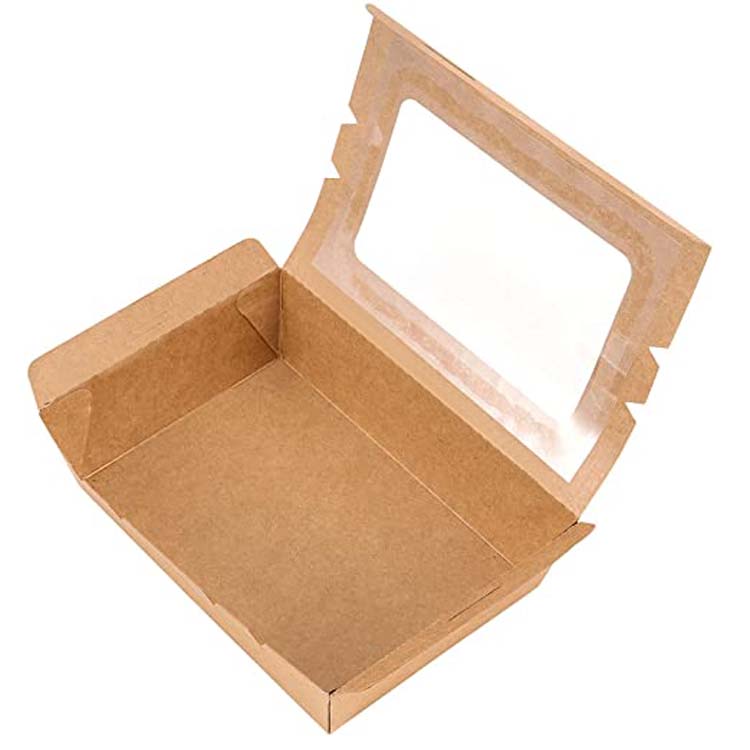 Disposable Paper Lunch Box with Clear Window