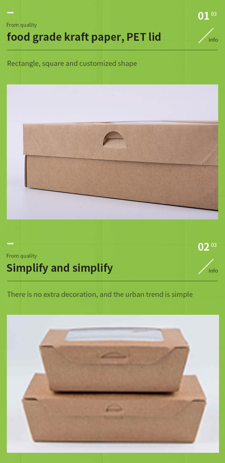 Disposable Kraft Paper Brown Paper Fruit Box with Window