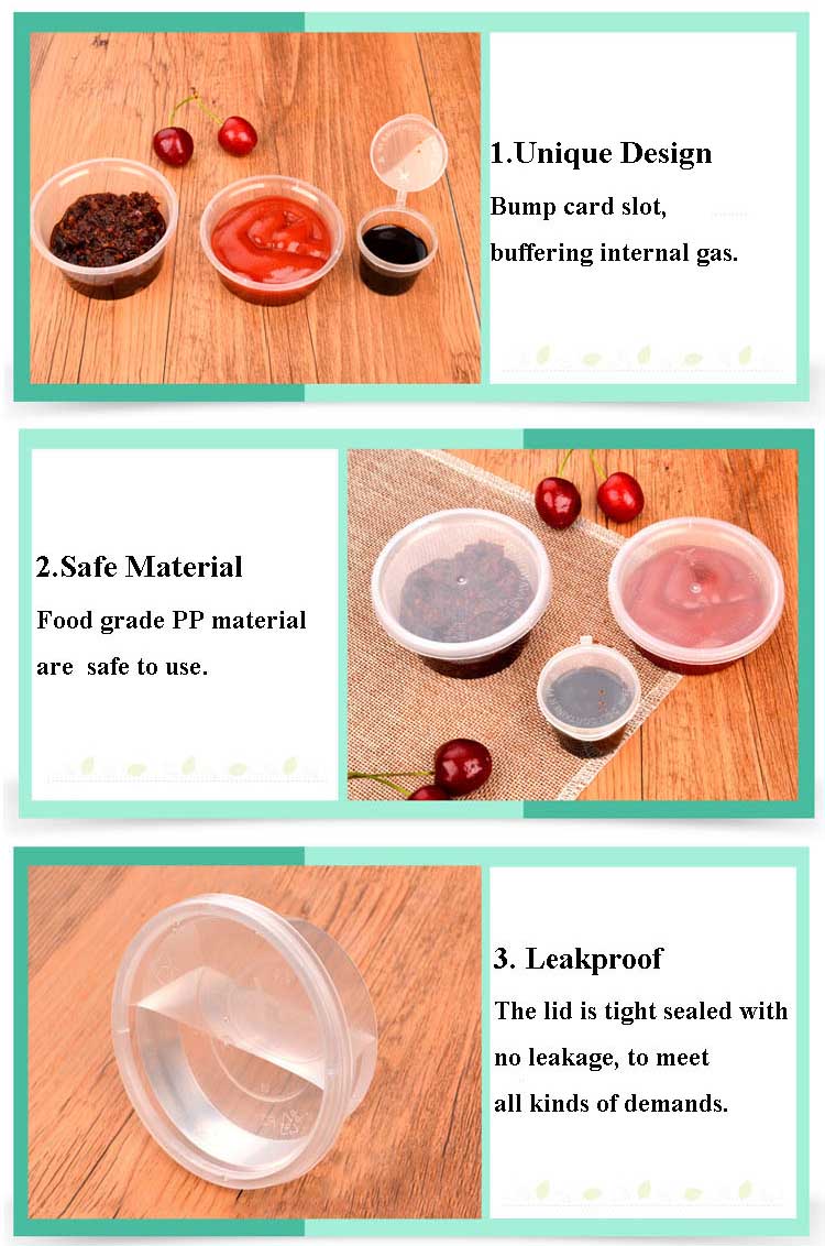 Disposable PP Clear Sauce Cup With Lid