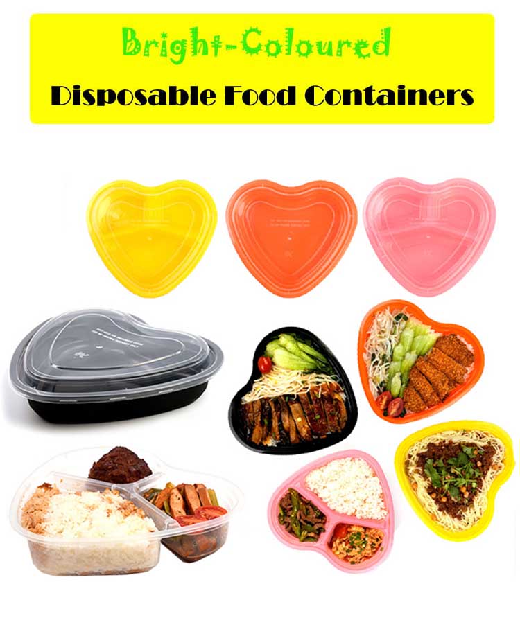 Heart-shaped Disposable PP Lunch Boxes.