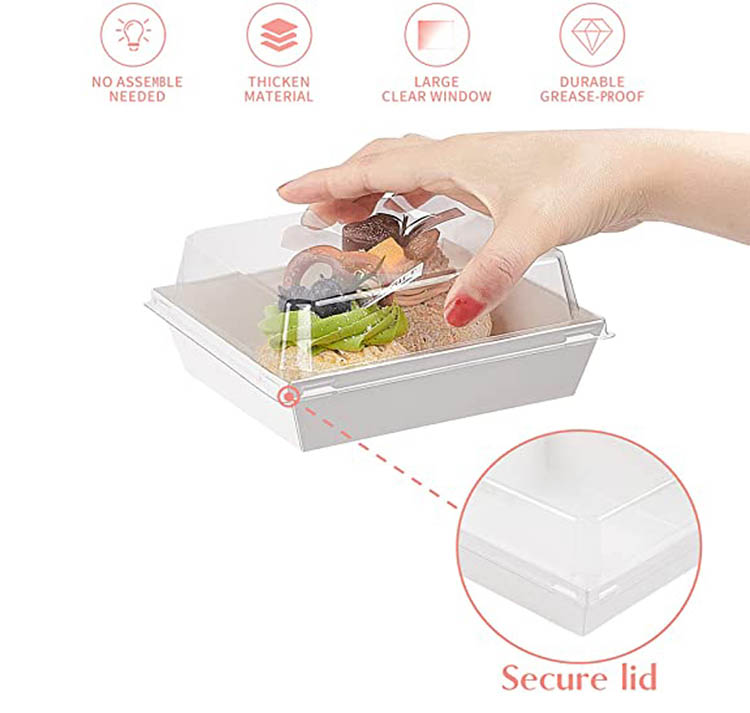 Sandwich Paper Box With Clear Lids 