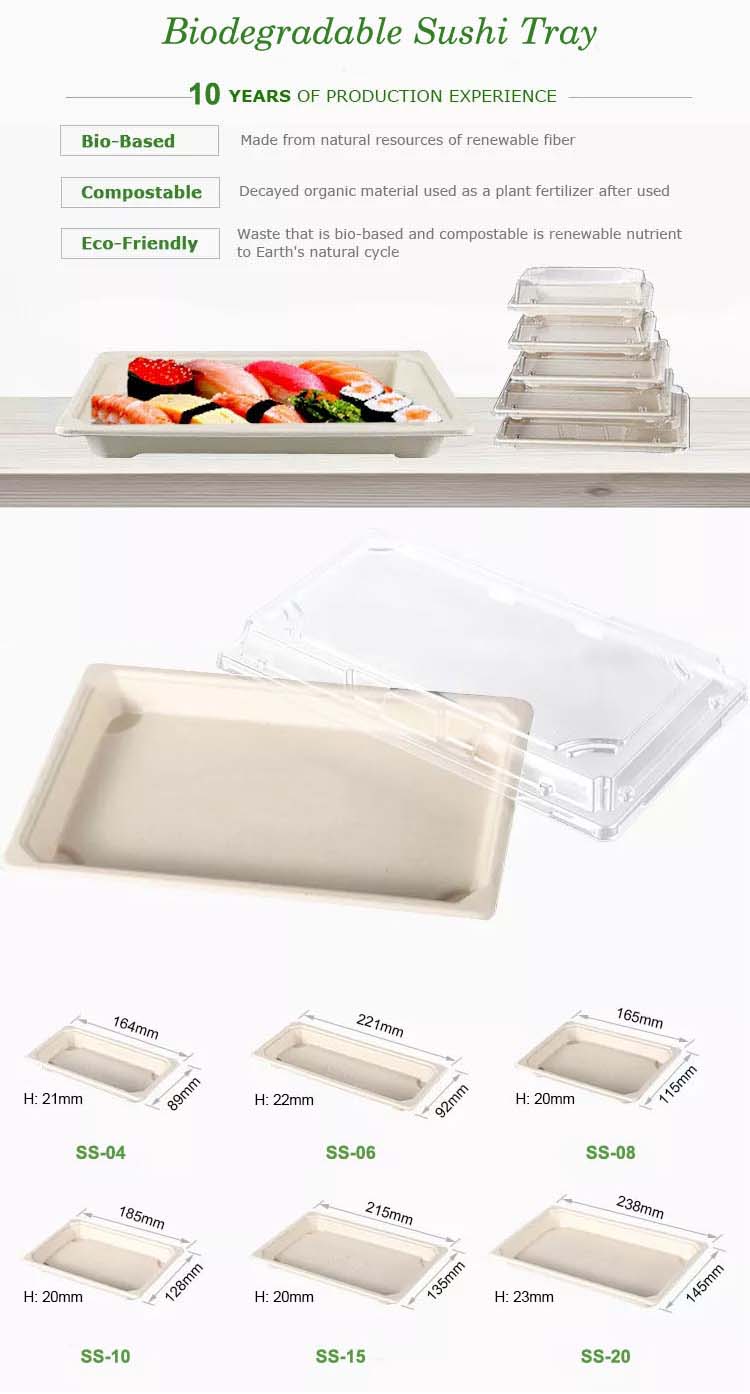 Biodegradable Sugarcane Sushi Tray