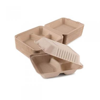 Disposable Pulp Clamshell Lunch boxes