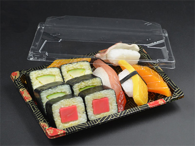 Rectangle Takeout Sushi Tray Plate with Cover